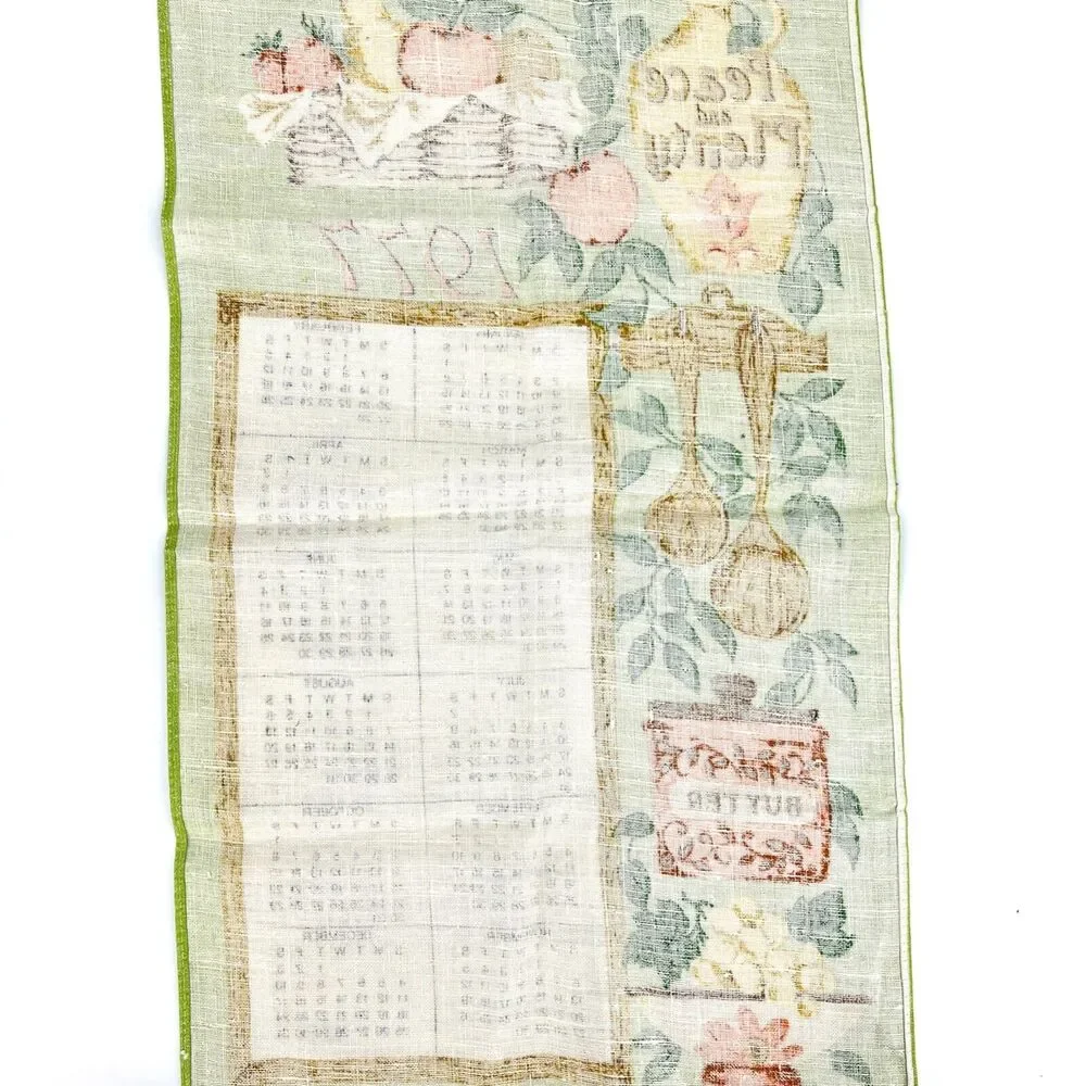 Vintage Linen Wall Calendar 1977 Fruit Kitchen Theme TV Movie Props